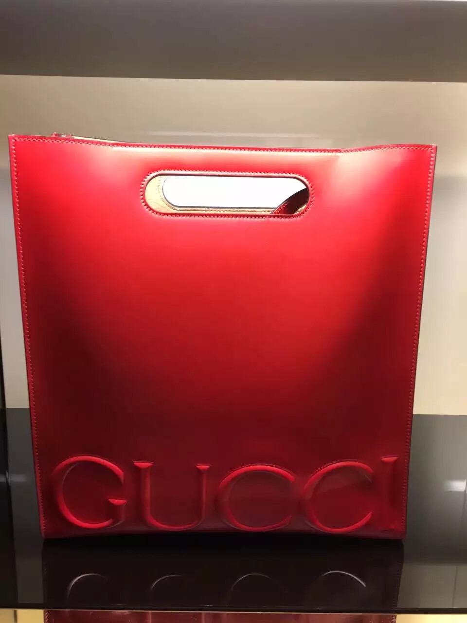 Real Gucci XL Leather Tote Bag 409378 CVL20 6433 Red